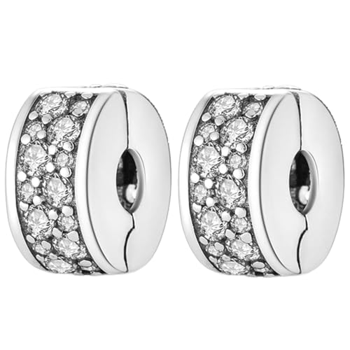 Clips and Spacers Charm 925 Sterling Silver Charms for Bracelets and Necklaces Bead Charms with Cubic Zirconia Jewelry Charm for Women Family Friends