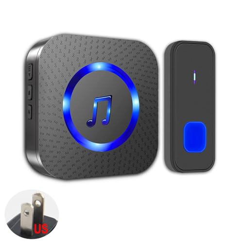 Wireless Doorbell Kit with 1 Transmitter & 1 Plug-In Receiver , 300m Long Range Door Chime, Easy Install Doorbell for Ho - Detailed View