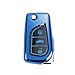 M.JVisun Soft TPU Case Key Fob Cover For Toyota 4Runner Avalon C-HR Camry Corolla Fortuner Highlander Levin RAV4 LE Sequoia Sienna Tacoma Tundra Yaris Car Key Shells - Glossy Blue - Braided Keychain