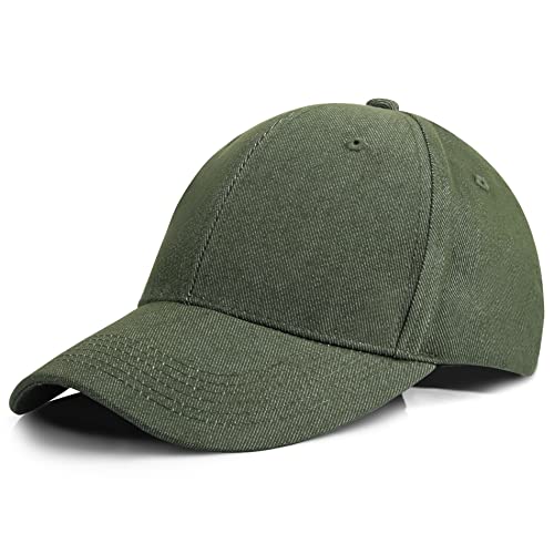KELOYI Cap Herren Basecap Damen Armeegrün Kappe Denim Vintage Adjustable Männer Polo Baumwoll Baseball Cappy Retro Outdoor Atmungsaktiv Golf Olivgrün Cape Cover