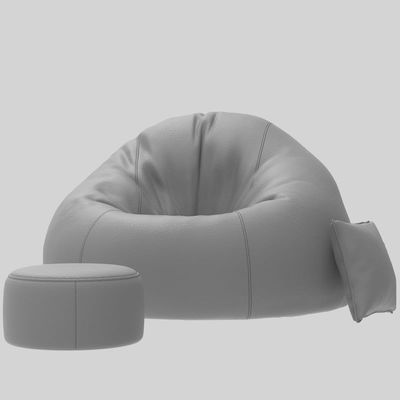 Image of Biggie Bean Bag with Beans Filled 5XL Bean Bag Sofa with Free Cushion and Footrest - Official : ComfortCraze Combo (Matching Color : Regular, Light-Grey)