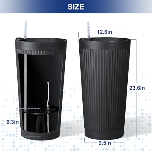 FENCY 2Pack 24IN Self Watering Planter for Indoor Plants, Plastic Large Planter for Outdoor Plants, Water Level Indicator& Spacious Reservoir Flower Planter Decorative(Black) - Image 3