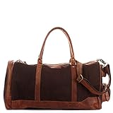 sporttasche braun herren  LECONI XL Reisetasche Sporttasche Canvas für Damen & Herren Canvas + Leder Weekender Unisex Handgepäck für die Reise 55x30x27cm mokka LE2017-C