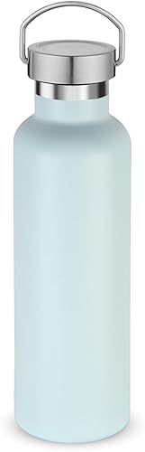 Volhoply - Botella de agua aislada de 24 onzas con boca estándar, tapa combinada de plástico y acero inoxidable, botellas de agua aisladas al vacío