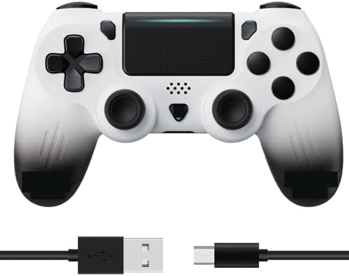 Wireless Controller for PS4, Dual Vibration Gamead Joystick/Motion Sensing/Touchpad/Speaker/3.5mm Audio Jack, Compatible with playstation 4/Slim/Pro Console/PC (White)