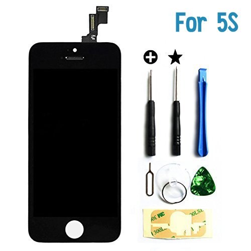 LCD Display &Touch Screen Digitizer Replacement Frame Assembly Full Set for iPhone 5S (Black)
