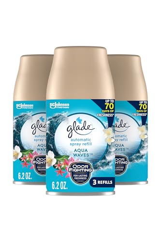 Image of Glade Automatic Spray Refill, Air Freshener for Home and Bathroom, Aqua Waves, 6.2 Oz, 3 Count