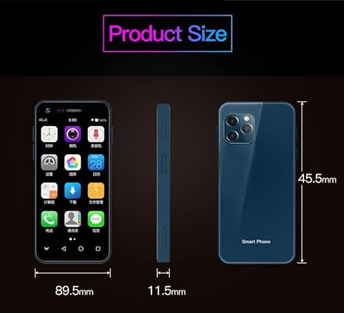 Hipipoo Mini teléfono móvil, teléfono Inteligente Desbloqueado 4G Dual SIM, Pantalla HD de 3 Pulgadas, Android10.0, ROM de 4GB RAM + 32GB, cámara de 5MP + 13MP, batería de 2000mAh（Azul）