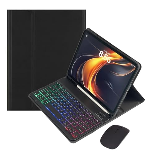Disonbeir Rainbow Backlit Keyboard Case for iPad Pro 13 inch (M5, 2025/M4, 2024) Case with Mouse and 7 Colors RGB Colorful Backlight Magnetic Detachable Bluetooth Keyboard Cover,Black by Disonbeir - Used condition - US$21.82