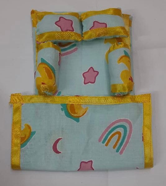 Poonam Treasures Laddu Gopal Kanha Ji Cotton Bedding Set, Sky Blue, Stars and Moon Pattern-image-18