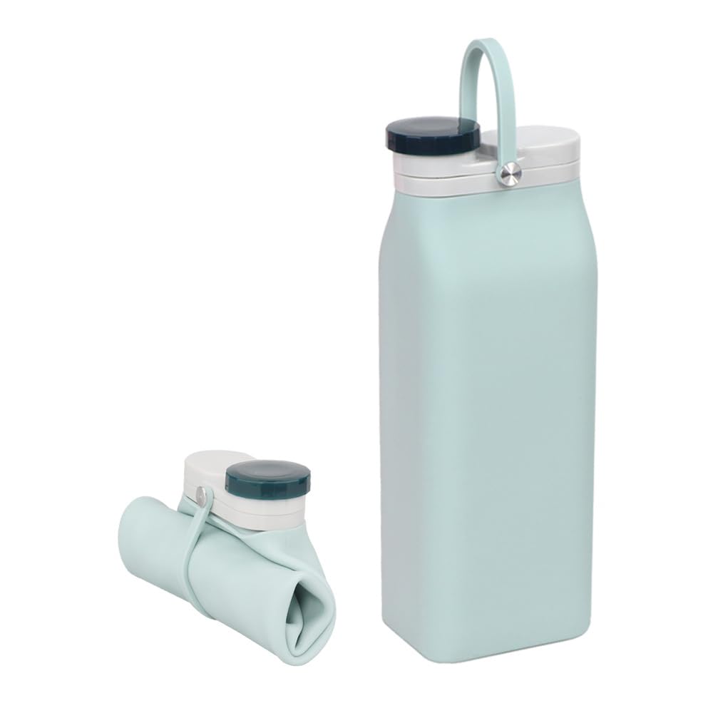 Borraccia Pieghevole Riutilizzabile in Silicone Sostenibile Per La Corsa in Viaggio Versatile Adatto,Verde,7.5 * 5.5 * 19.4 cm