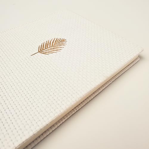 Image of Punch Studio Cobalt Coast 192 Page Woven Hardcover Journal with Gold Foil Accents and Ribbon Bookmark, 6 inch x 8.5 inch, White