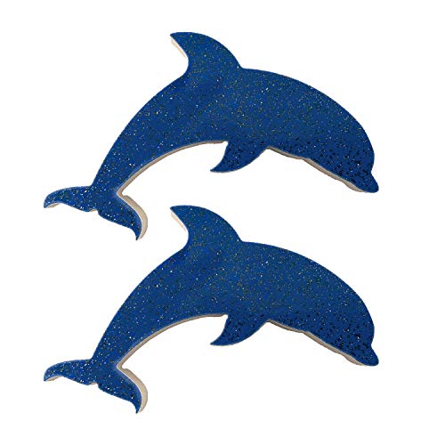 Aquatic Custom Tile - Glitter Dolphin Step Marker for Swimming Pool - Porcelain Mosaic Underwater Pool Step Marker Design - Made in USA - (4.5