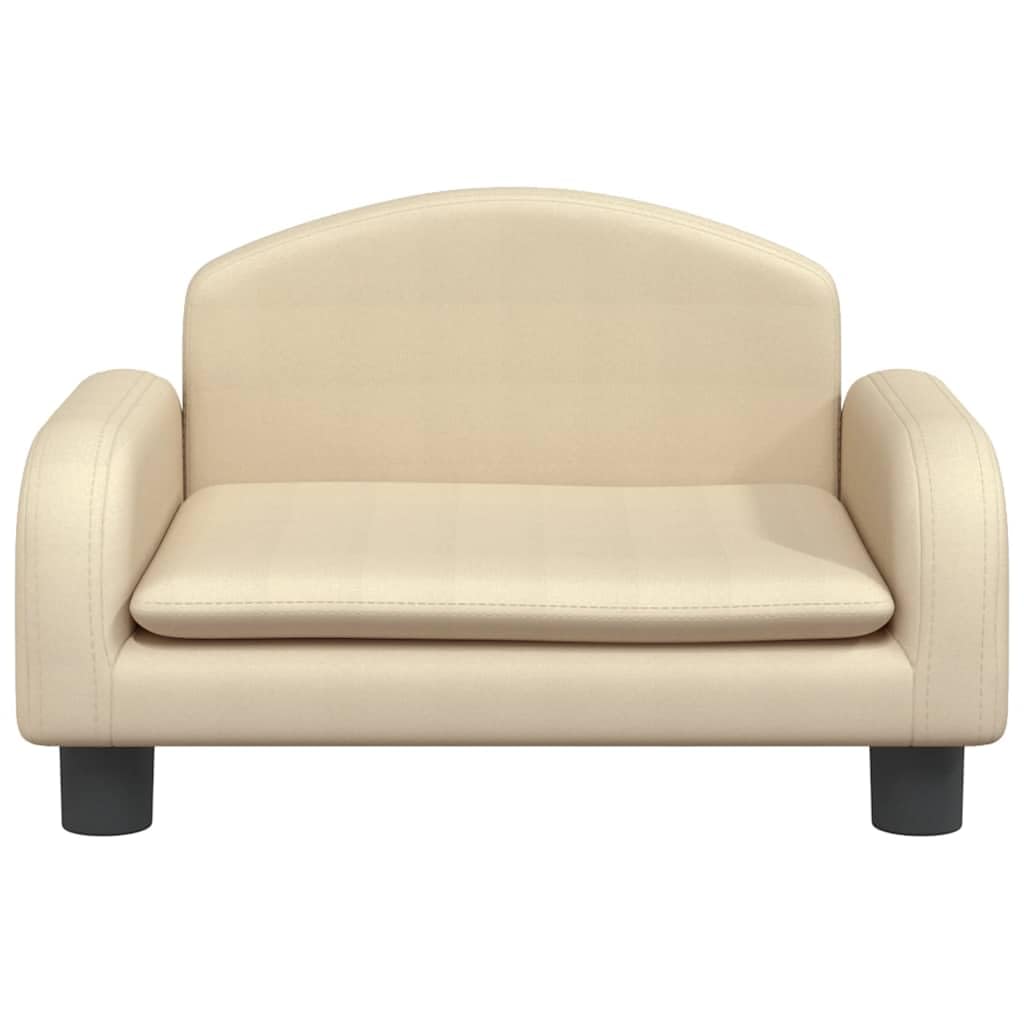 Sofa dziecięca kremowa z ramą z litego drewna sosnowego, 50 x 40 x 30 cm, stabilny mebel dla małych dzieci do pokoju dziecięcego i pokoju dziecięcego, wygodny mebel do siedzenia do zabawy i