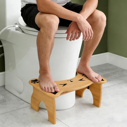 Taburete para wc de madera con altura de 18cm y base antideslizante portátil 4