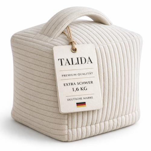 TALIDA Türstopper Sack 1 6KG | Cord Griff | Beige | Modern | Boden Sack | Single
