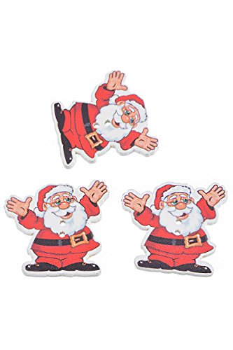 Haotfire Mixed Red Christmas Santa Claus Shaped Wood Sewing Buttons 2-Holes Diy Scrapbooking Craft Set Of 30Pcs #TOP3