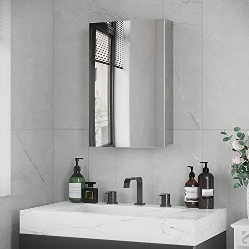 kleankin Armoire Miroir de Salle de Bain 2 étagères 39L x 12l x 60H cm