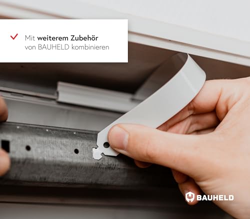 BAUHELD® Rolladen-Stopper 40mm [8 Stück] Aussen-Rolladen Anschlagpuffer aus Kunststoff [Made in Germany] - Rollladen Anschlagstopper inkl. Schrauben - Passend auf Rolladenpanzer Lamellen - Hellgrau