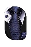 Hi-Tie Men 63inches Tie Set Extra Long Necktie Paisley Tie Pocket Suqare Cufflinks Big and Tall Men Tie,Blue Yellow