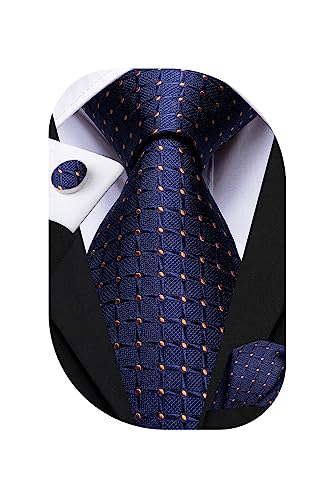 Image of Hi-Tie Men 63inches Tie Set Extra Long Necktie Paisley Tie Pocket Suqare Cufflinks Big and Tall Men Tie