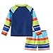 Lollisy Baby Boys Rash Guard Swim Set for Toddler Boys Long Sleeve Bathing Suits with Swim Trunks Two Piece Swimwear Navy Striped Crab 18 Months