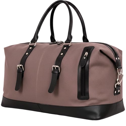 Genuine Leather Large 40L Canvas Weekender Travel Duffle Cabin Ba...