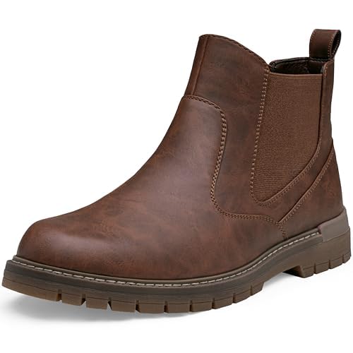 Jousen Men's Chelsea Boots Retro Slip On Ankle Boots with Elastic Side Non-Slip Casual Boots for Men