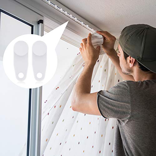 Jetec Traverse Rod Slides Replacement Plastic Snap-In Traversing Slides Curtain Rod Carrier Slides For Window Door Shower Curtain Drapery, White (30 Pieces) #TOP4