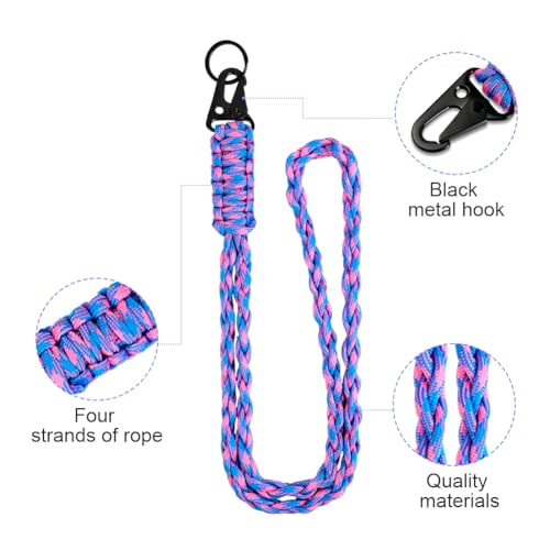 Vicloon Paracord Schlüsselanhänger, Umhängeband Schlüsselband, Paracord Lanyard mit Metall Ring und Adlerschnabelknopf Geflochtenes Lanyard für Schlüssel, Ausweishalter