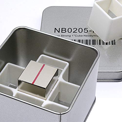CMS Magnetics 1-Inch Neodymium Cube Magnet | Strong NdFeB Rare Earth Magnet with Triple Ni-Cu-Ni Coating | Durable & Powerful for Industrial, DIY & Educational Use, Safe Keeper Included