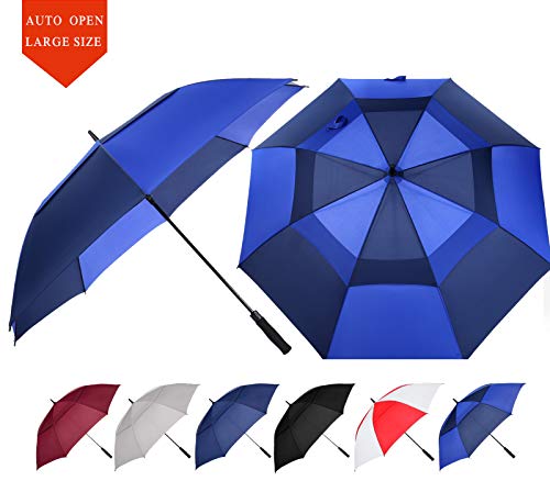 Image of Golf Umbrella Large 62 /68 /72 Inch, Extra Large Oversize Double Canopy Vented Windproof Waterproof Umbrella, Automatic Open Golf Umbrella for Men and Women and Family