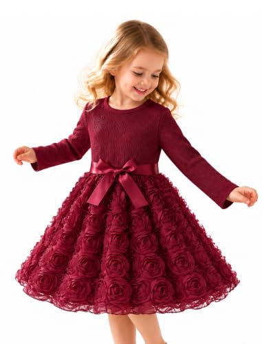 Image of JiAmy Girls 3D Flowers Tulle Dresses Party Birthday Prom Occasion 6 Years