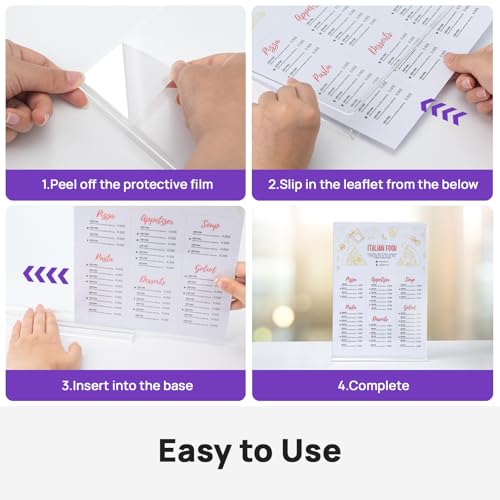 JEFURE 6 Stück Tischaufsteller A4, T-Ständer Klar Acryl Aufsteller, Doppelseitiger Preisschilder Flyer Aufsteller, Menükartenhalter für Hochzeit, Restaurant, Büro, Cafe