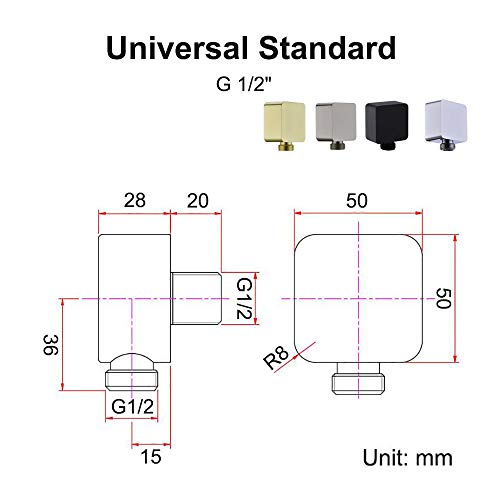 Brass Wall Supply Elbow, Nicmondo G1/2” Square Shower Hose Connector, Drop Ell Wall-Mounted Union Water Outlet For Handheld Shower Handshower,Brushed Nickel #TOP1