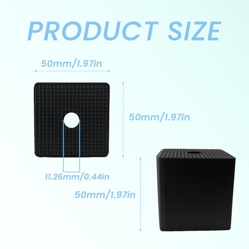 Rubber Anti-Vibration Pads & Shock Absorbing Pads 4 Pack, 50×50×50 mm Heavy Duty Rubber Isolation Pads with Grid Texture for Industrial Compressors, Machinery Base, Outdoor HVAC Units - Thumbnail 2