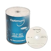 OPTIMUM CD-R Blank Discs 700MB 80 Minutes 52X Recordable Disc for Data and Music - 100 Blank CDs CDR Discs no Container FFP
