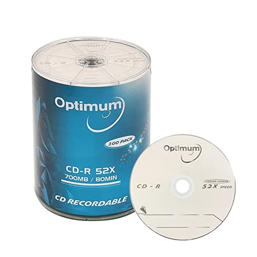 OPTIMUM CD-R Blank Discs 700MB 80 Minutes 52X Recordable Disc for Data and Music - 100 Blank CDs CDR Discs (no Container) FFP