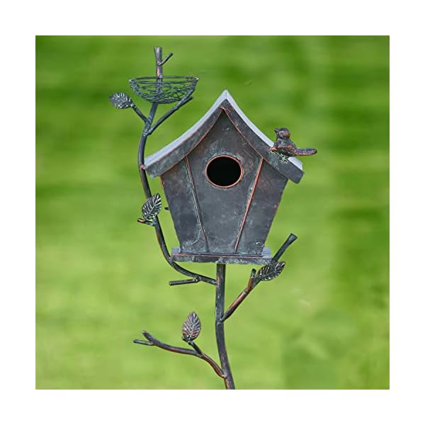 WEMPOLU Metal Birdhouses for Outdoors with Pole Bird House Stand for Outside Garden Decoration (54.33”)