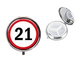 Boîte à pilules en métal avec 21 panneaux de signalisation sur une route ronde de voyage Cadeau d'anniversaire X60