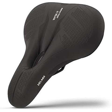 VELMIA Bike Seat with Ergonomic 3-Zone Concept & Memory Foam, Comfortable Bike Saddle for Men & Women, Cushion for Trekking Bike, Mountain Bike and City Bikes Cover