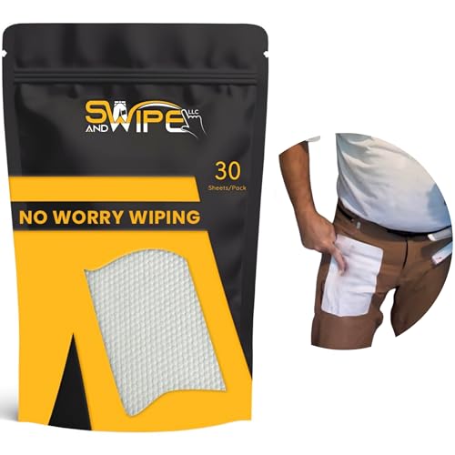 Swipe And Wipe - Adhesive Hand Wipes - 30 Sheets - Stick-On Over Clothing - Heavy Duty Cleaning Wipes for Painters, Mechanics, Grease - Tear-Resistant, Super-Absorbent, Disposable, 6x9 Inch, 1 Pack