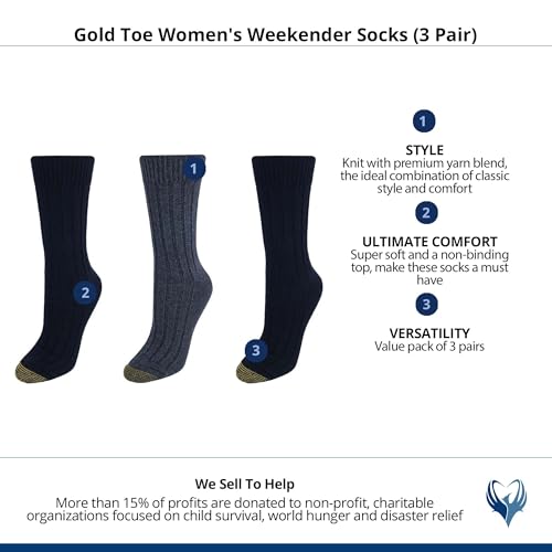 Image of Gold Toe Women's Weekend Socks, 3-Pairs