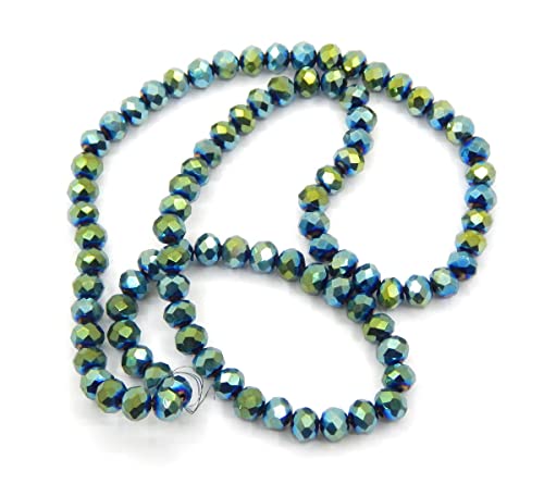 Czech Bohemian Crystal Pearls 4 mm Czech Pearls CZ Glass Cut Beads Faceted Rondelle Beads Glass Beads 1 String (Green Blue Metallic) Pack of 120 - Image 3