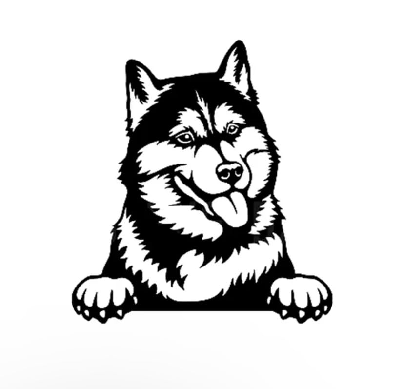 MAKTEM Siberian Husky Car Decal for Dog Lover, Husky Graphics Window Decal as Automotive Embellishment, Peeking Cute Husky Car Sticker Window Decals Anime (Siberian Husky)