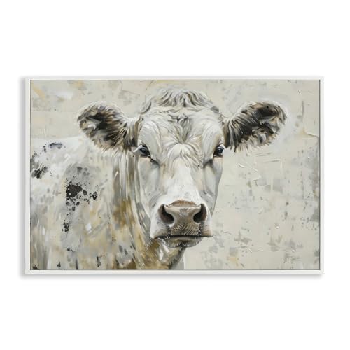 Portrait de vache neutre sous cadre blanc 16 x 24 cm tableau mural cuisine moderne