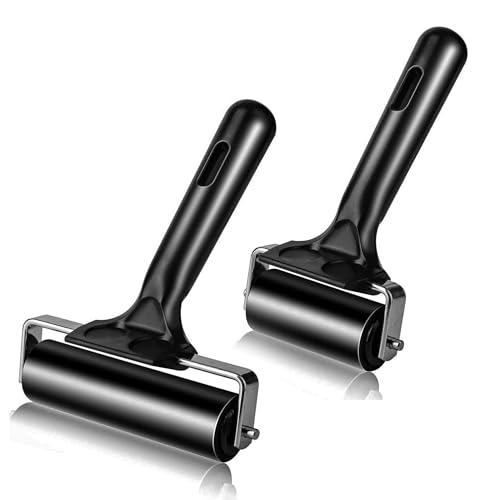 YSDMY Rubber Roller 2 Pcs Rubber Brayer Roller 10cm + 6cm for lino Printing Block Printing, Color Block, Stamping, Crafts
