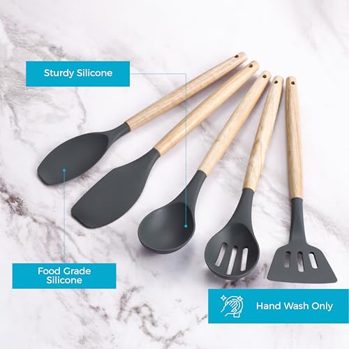 Silicone Kitchen Utensils Set 13-PCS-Silicone Cooking Utensils set, Spatula, Serving Spoons, Soup Ladle, Holder, Other Gadgets for Kitchen Essentials and Home Cooking Needs
