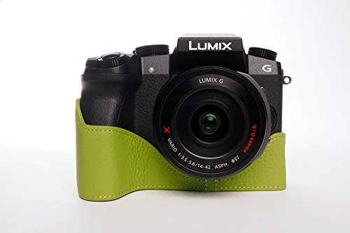 Sac demi-coque Panasonic G7 en cuir pour éviter les rayures du boîtier avec style vert