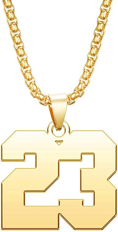 Men Number Necklace for Men 18K Gold Plated Sports Initial Stainless Steel Necklace Pendant Personalized Jewelry 3mm Chain